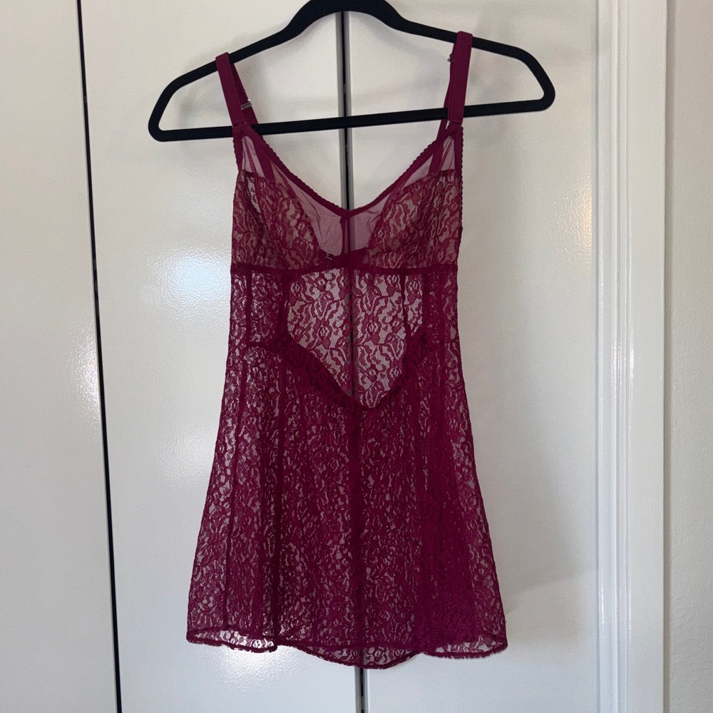 Victoria's Secret Burgundy Lace Chemise